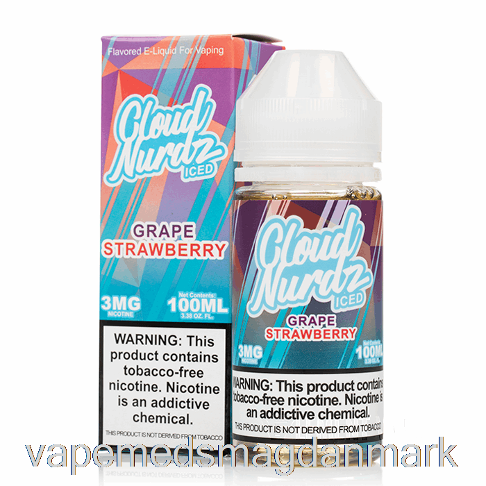 Vape Uden Nikotin Iced Drue Jordbær - Cloud Nurdz - 100ml 0mg